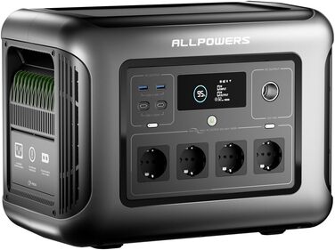 Powerstation ALLPOWERS R1500 Lite: портативна електростанція 1056Wh LFP, 4x 1600W AC, сонячна панель, швидка зарядка, резервне живлення для кемпінгу, RV, невідключеності