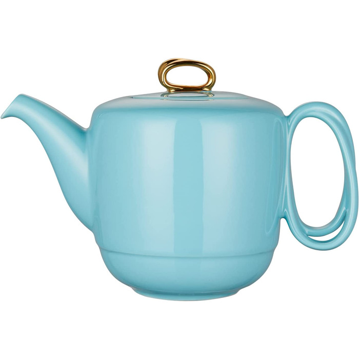 Порцеляновий чайник з ситовою вставкою, керамічний чайний сервіз з спіральною ручкою для розсипного чаю, 1000 мл розкішний чорний гладкий керамічний чайник із золотим оздобленням для подарунків (04-синій чайник)