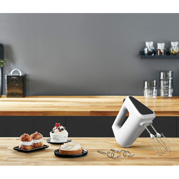 Міксер ручний Krups 3 Mix 4000, 450 Вт, білий/сірий - з насадками для збивання та тіста