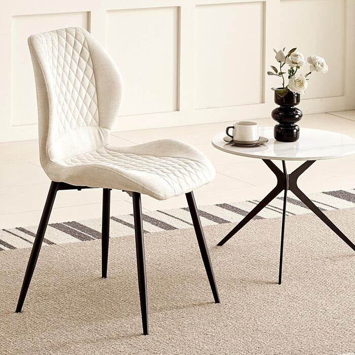 Набір обідніх стільців 6 шт., обідні стільці для кухні, вітальні, спальні, ресепшен, ергономічні, з м'яким сидінням, бежеві