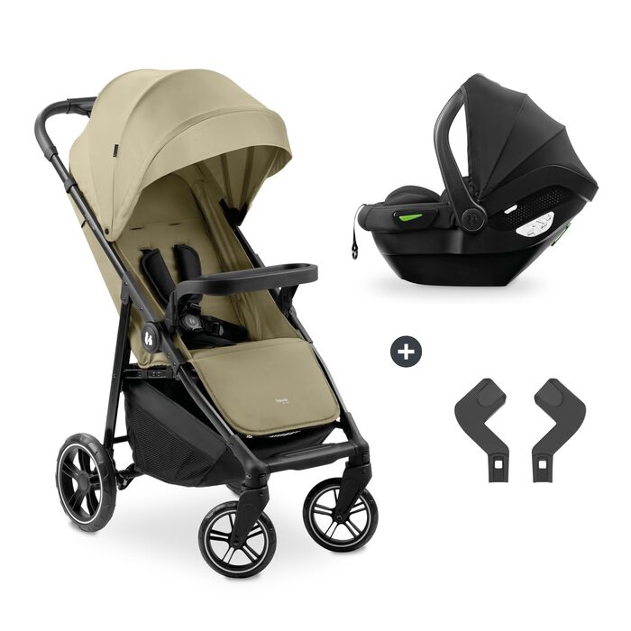 Дитяча коляска 3в1 Hauck Shop N Care Travel Set Olive - Buggy, люлька, автокрісло i-Size, підстаканник, SPF 50+, регульована спинка, складна