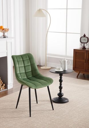 Набір обідніх стільців WOLTU (8 шт.) - обідні стільці для кухні, вітальні, їдальні. М'яке сидіння з велюру, металеві ніжки, до 150 кг.