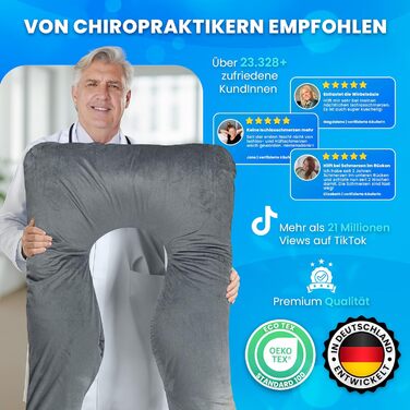 U-подібна подушка для сну PillowDaddy XXL для вагітних та годування, ортопедична подушка для підтримки спини, стегон та полегшення болю при ішіасі, з чохлом