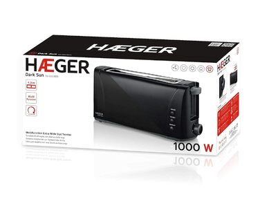 Багатофункціональний тостер HAEGER Dark Sun 1000 Вт з прорізами, 6 положеннями та чорним лотком