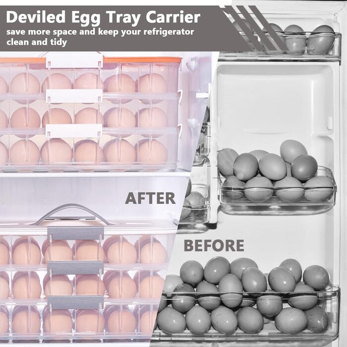Контейнер для яєць з кришкою, 2-ярусний, 36 відділень, органайзер для яєць 