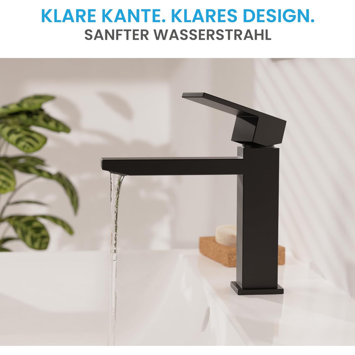 Змішувач для ванної кімнати Bächlein Imatra чорного матового кольору, однорідний важіль, сучасний дизайн