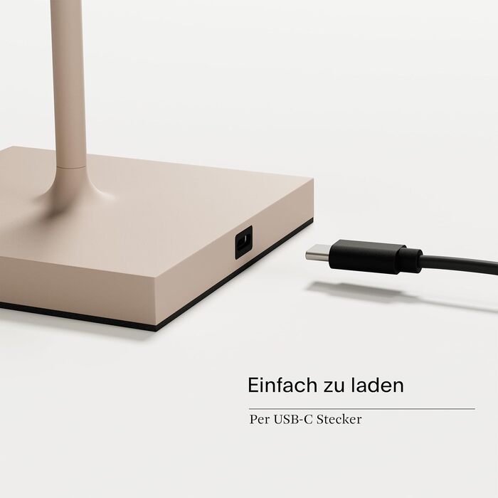 LED-лампа SIGOR Nuindie 2.0: диммер, акумулятор, IP54, 38 см, USB-C, 12 год, пісочний колір