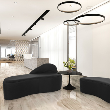 Диван для відпочинку / Диван для прийому гостей BARACOA, тканина чорного кольору, hjh OFFICE