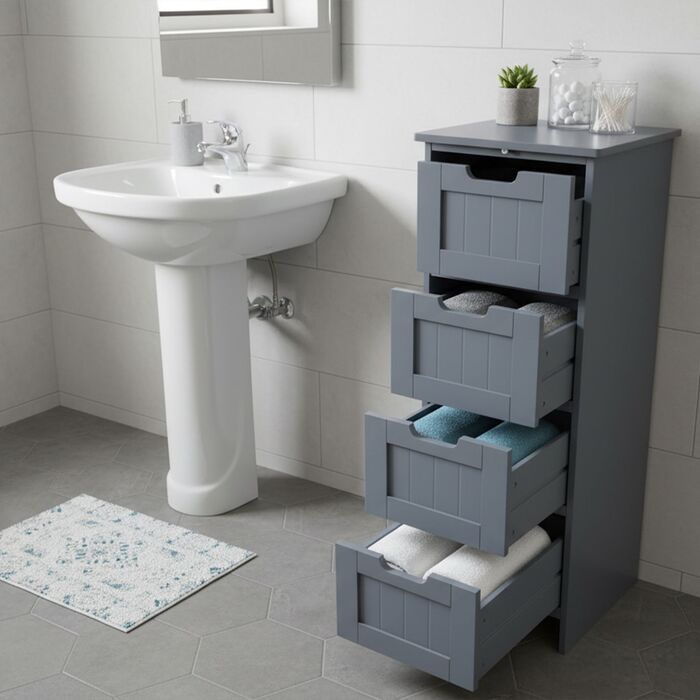 Шафка для ванної кімнати Relaxdays з 4 висувними ящиками