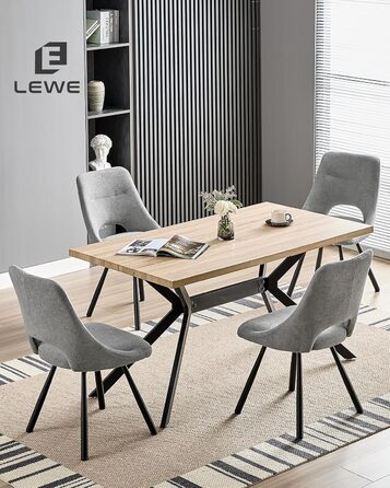 LEWE Комплект з 6 обертових стільців для їдальні, кухонних, вітальні та спальні, ергономічні, без підлокітників, з тканини кашемір (сірий)