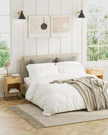 Приліжкові столики з відкритою полицею, журнальний столик для спальні та вітальні (горіх) (40 x 30 x 60 см, фініш з текстурованої дуба)