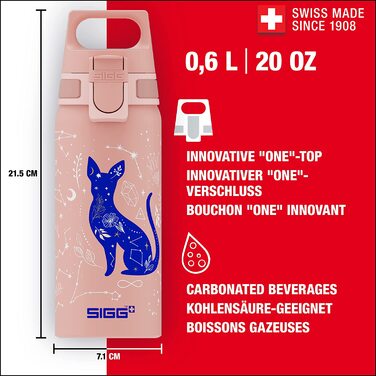 Дитяча пляшка для пиття SIGG WMB One Brave Eagle об'ємом 0,6 л, Дитяча пляшка для пиття, що не містить забруднюючих речовин і герметична, алюмінієва легка пляшка для води, (My Universe)