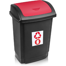 Металевий сміттєвий кошик з відкидною кришкою для утилізації відходів, сміттєвий кошик об'ємом 25 л (Червоний/Чорний) червоний / чорний