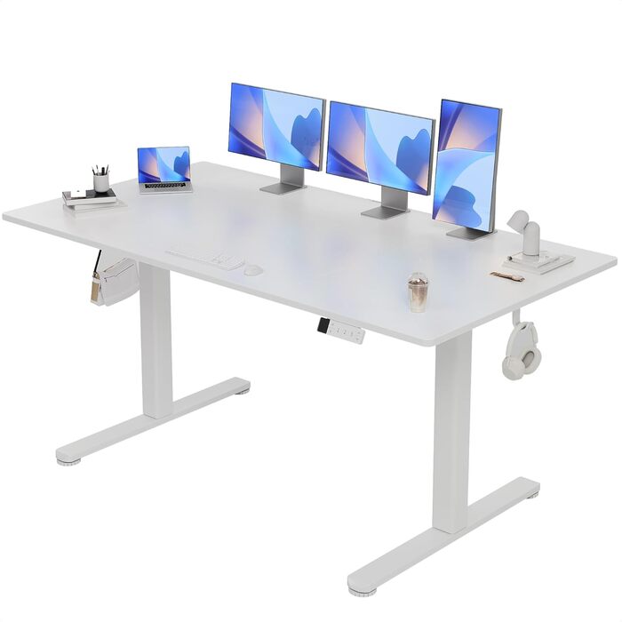 Регульований стіл Claiks 120x60 см: електричний, з пам'яттю, з гачками | Стіл для стоячи/сидячи
