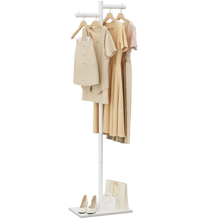 Підлогова вішалка для одягу Metall, стійка вішалка для курток, 175 см, білий колір, 39x26x175 см