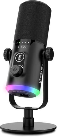 Ігровий мікрофон FDUCE з USB/XLR, RGB-підсвічуванням, для стрімінгу, запису подкастів та ігор, з регулятором гучності та навушниками, з кріпленням-павуком (D30)