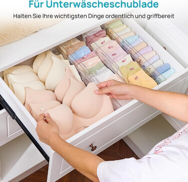 Організатори для ящиків Vtopmart (8 шт.) - регульовані роздільники для ящиків, прозорі, 25.6-41.6 см