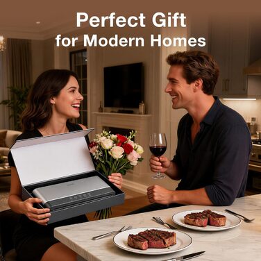 Вакууматор для продуктів з нержавіючої сталі SJ2085: потужність 85 кПа, режими «Сухий/Вологий», подвійна герметизація, LED-панель та зовнішній відсмоктувач, 20 пакетів у комплекті