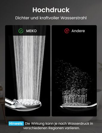 Фільтр для душу MEKO, високий тиск, ручна лійка з 15-шаровим фільтром, шланг 1,5м, 3 режими, економія води, видалення хлору, жорсткої води, важких металів (срібла)