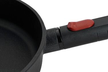 Чавунна плоска сковорода - індуктивна -, зі знімною ручкою - Підходить для всіх типів плит, без PFAS, литий алюміній, безпечна для духовки, чорна (Ø 20 см, висота 5 см)