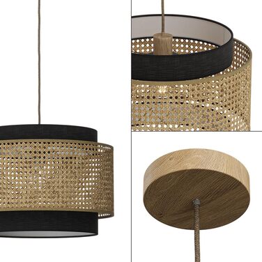 Стійка лампа Vicco Morten з ротангу, 26 x 45 см, для читання, чорна