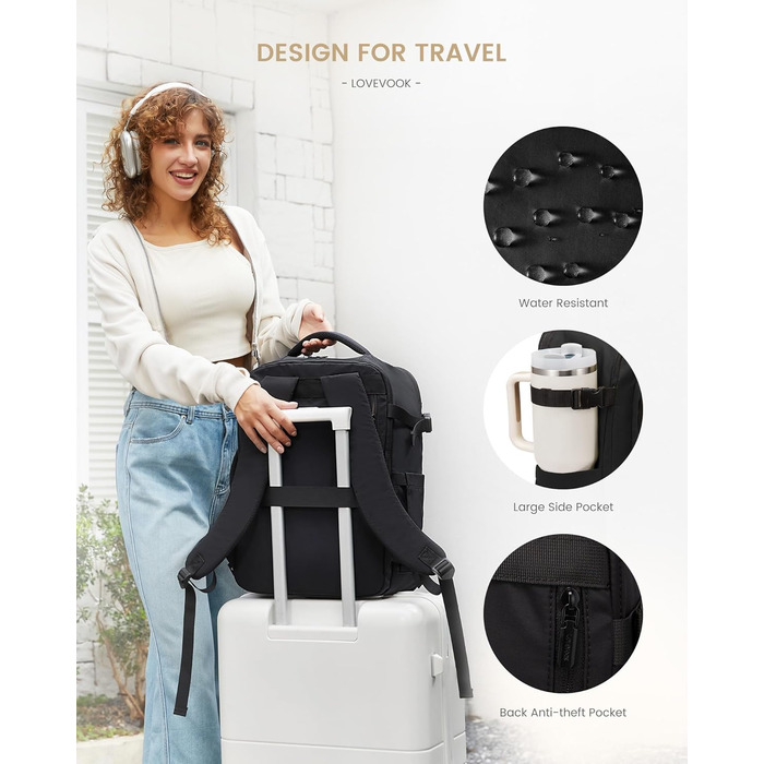 Чоловічий та жіночий рюкзак OVEVOOK для ручної поклажі в літак, 40 л, для ноутбука 17