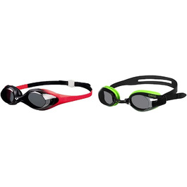 Дитячі протитуманні плавальні окуляри Arena Spider Junior, плавальні окуляри з захистом від ультрафіолету, самонастраивающаяся перенісся, гіпоалергенні силіконові прокладки різнокольорові (червоно-димчасто-чорні) не дзеркальні лінзи Комплект з плавальними окулярами, зелений димчасто-чорний