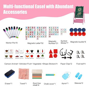 Дитяча мольберт Kinderstaffelei: двосторонній, сталевий, регульований, 360° обертання, дошка для малювання, крейда та маркери для хлопчиків та дівчаток