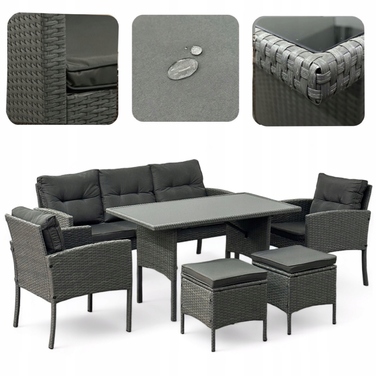 Комплект садових меблів із техноротанга MTG Trade Group, сірий, 7 предметів
