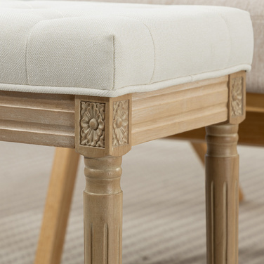 HOMCOM Пуф з льону, м'яка банкетка, підставка для ніг з м'яким сидінням, дерев'яні ніжки, 42 x 32 x 46,5 см, Бежевий