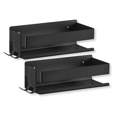 Набір душових полок BENKSTEIN 2 шт. | Без свердління | Кріпиться без свердління | Органайзер для душу, полиця для шампуню та гелю для душу | Чорний, для ванної кімнати