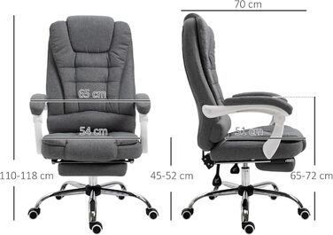 Офісний стіл Vinsetto: ергономічне крісло з підніжкою, регулюванням висоти та підлокітниками, сірий