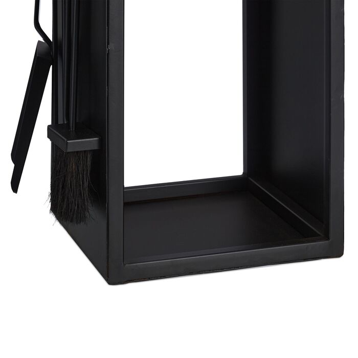 Стильна полиця для дров Relaxdays чорного кольору з місцем для столових приборів