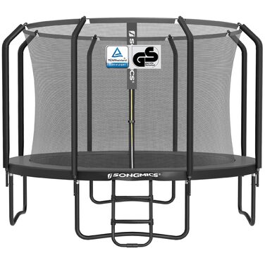 Батут SONGMICS для дітей вуличний Ø305 см з захисною сіткою та драбиною, чорний