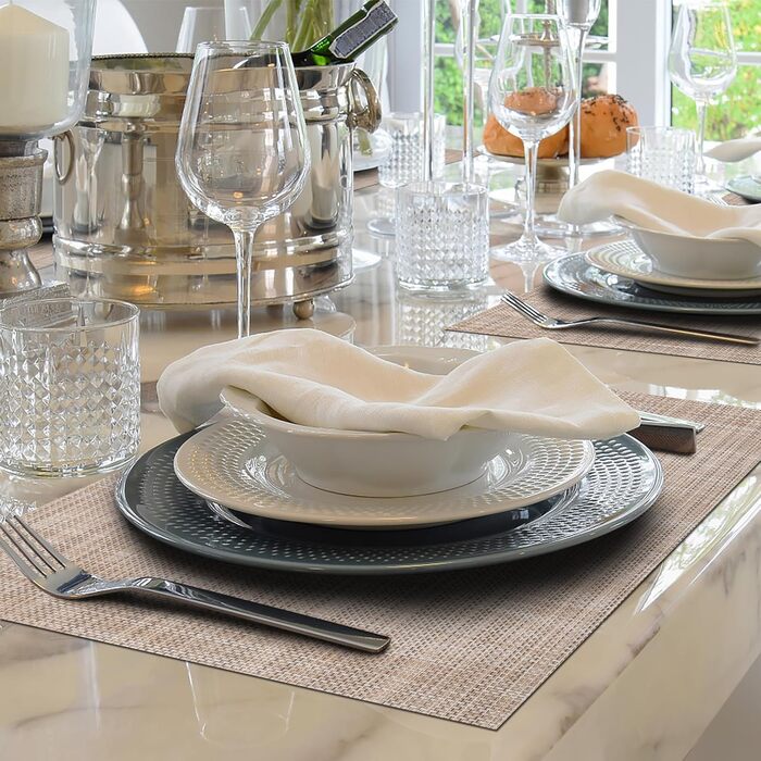 Набір підставок під тарілки Winknowl, 8 шт., плетіння, вініл, ізоляція, для обіднього столу, миються, зносостійкі, ПВХ, карамель