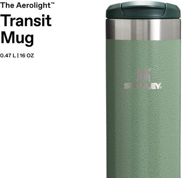 Термокружка Stanley Aerolight Transit 0.47L Hammertone Green - Збереження тепла до 6 годин, миється в посудомийній машині, для кави з собою, витримує протікання, сумісна з автомобільними тримачами