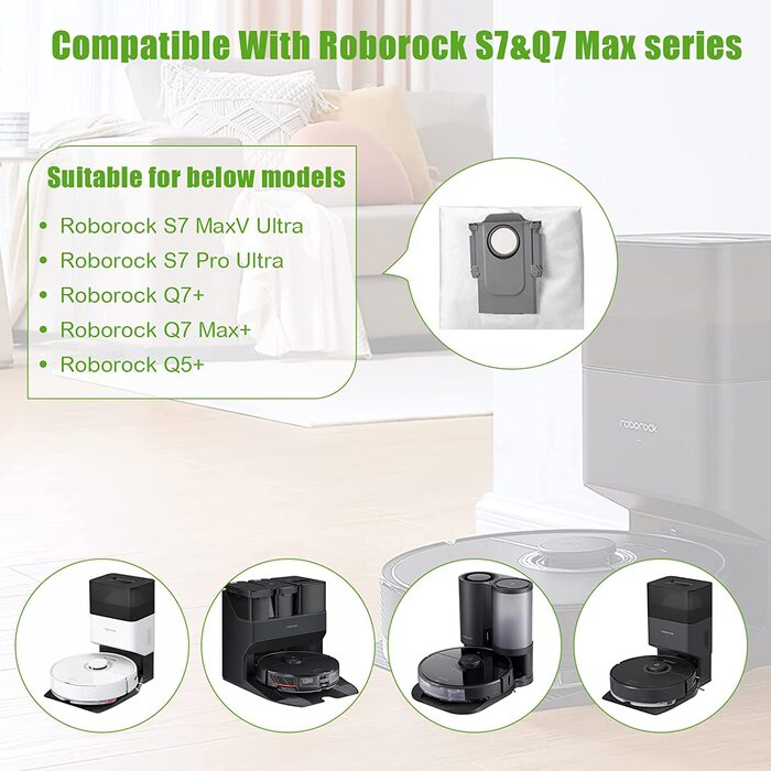 Пакет ZEYXINH з 10 мішками для пилососа сумісний з Xiaomi Roborock S7 Maxv ultra / S7 Pro Ultra / Roborock Q7 MAX/Roborock Q7 MAX/Q5/G10S / G10S PRO LJDS7