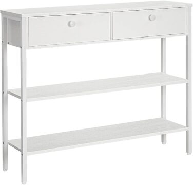Консольний столик HOOBRO з шухлядою та двома полицями, 100x24x80 см, білий. Підходить для прихожей, вітальні, передпокою