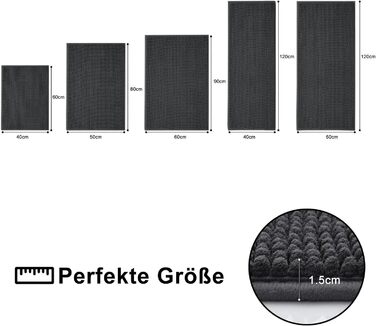 Набір килимків для ванної кімнати Homaxy з м'якої мазхі, 2 шт. (40x60 см + 60x90 см), антиковзаючі, сірі