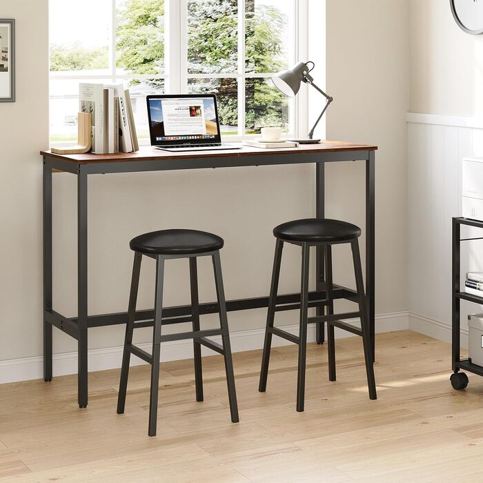Барний стілець Manahcris, 2 шт. в наборі, 63 см, з PU-оббивкою, з підніжкою, для кухонної стійки, чорний