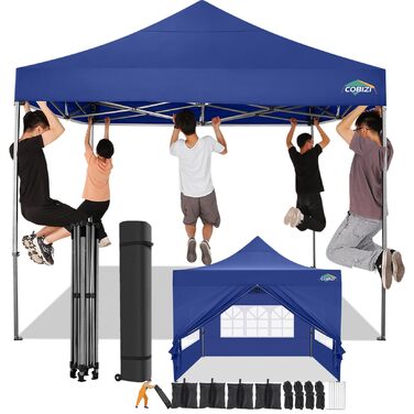 Павільйон COBIZI 3x3 з боковою стінкою, водовідштовхувальний, зимостійкий, для саду, намет для вечірок, сонцезахисний, складаний, з сумкою та колесами