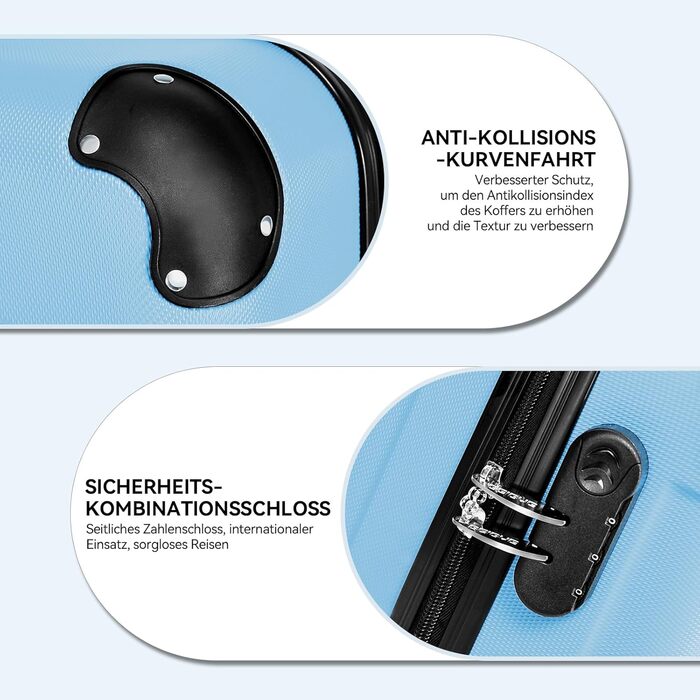Чохол-валіза Beibye з кодовим замком, 4 колеса, великий (76 см), блакитний (комплект)