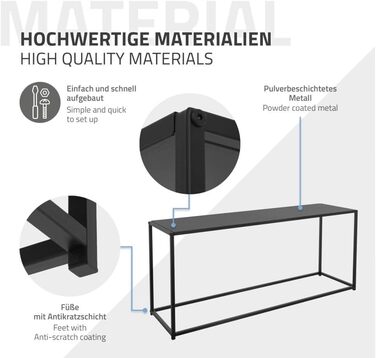 Журнальний столик ML-Design 110x39,5x59 см Чорний Прямокутна форма, Металевий каркас, Промисловий дизайн, Вхідний стіл, Журнальний стіл Стіл для вітальні Консольний стіл Диванний стіл Стіл для передпокою Декоративний стіл (115 x 32 x 50,5 см)