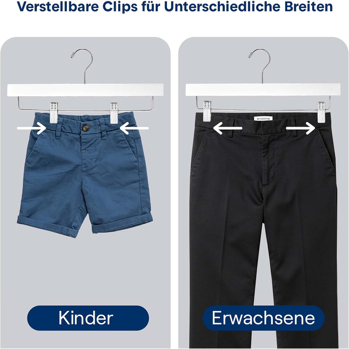 Дерев'яні вішалки для штанів SereneLife з кліпсами (20 шт.), 35,6 x 1,3 x 17 см