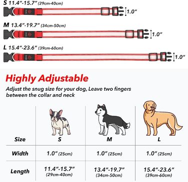 Світлодіодний нашийник для собак Viinite, водонепроникний, регульований, перезаряджається, світиться в темряві (M, червоний)