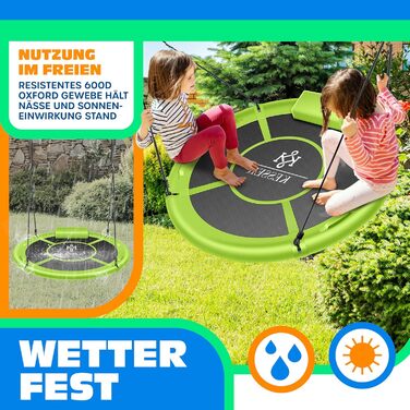 Шоукель KESSER® Tellershaukel Ø 120 см, до 300 кг, з подушкою та 4 ручками, регульована, для дітей та дорослих, зелений