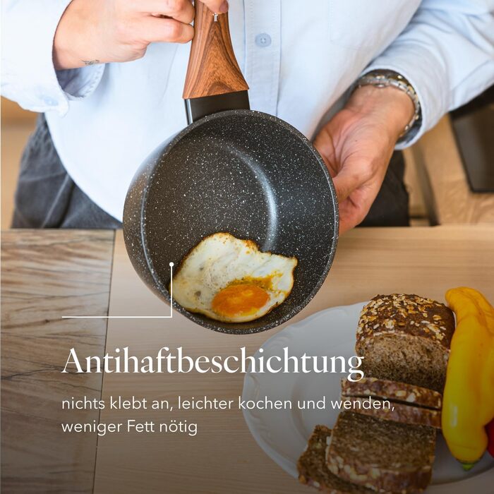 Набір каструль та сковорідок FLORINA Master Black 6 предметів, алюмінієві з кришками, для індукції, газу, електроплити, посудомийна машина