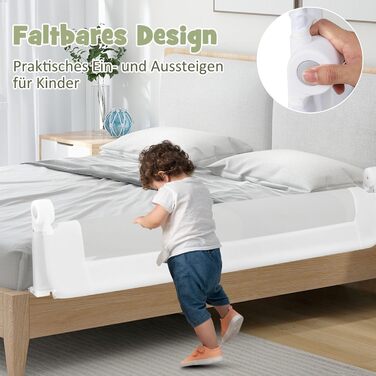 Захисний бортик для ліжка дитячого DREAMADE 150 см, білий - запобігає випаданню, PP та Oxford