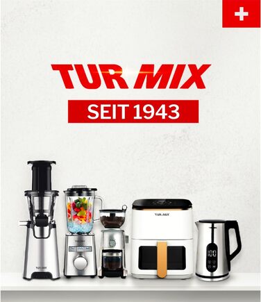 Бездротовий занурювальний блендер Turmix CX 422 з набором аксесуарів: чаша, подрібнювач, віночок, підставка – 1800W, Li-Ion, для універсальної кухні