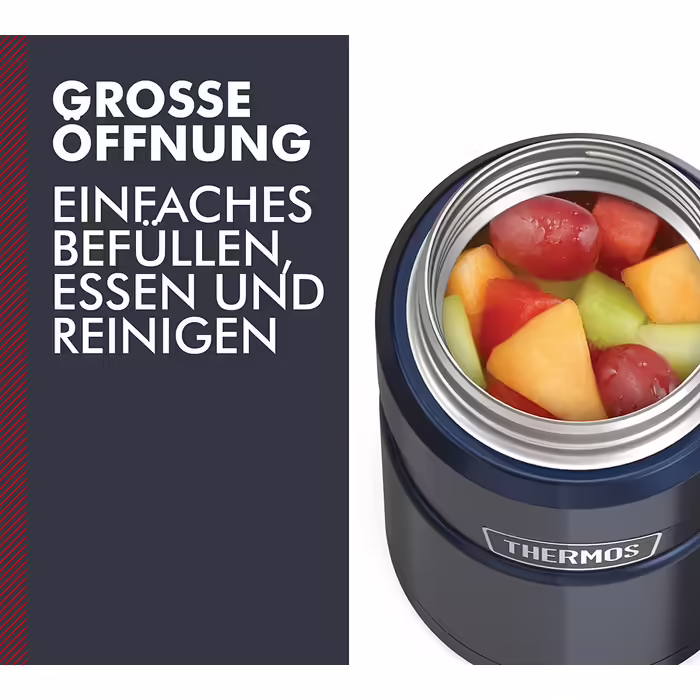 Термос для їжі Thermos Stainless King 710 мл, нержавіюча сталь, 14 годин гаряче / 24 години холодне, для супу, мюслі, рагу, герметичний, без ложки, синій, можна мити в посудомийній машині